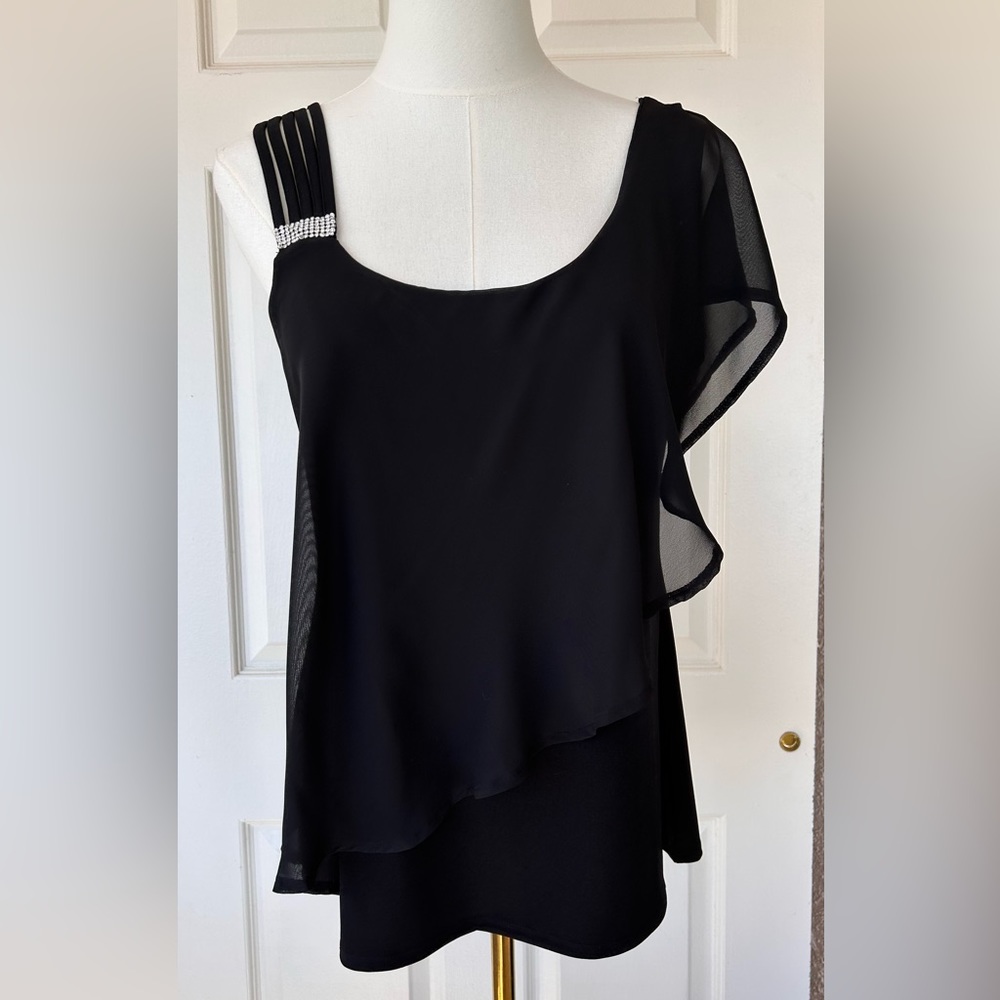 Belldini Brand Rhinestone with Chiffon Overlay Size Medium